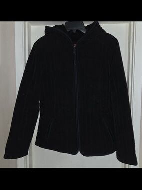 Vintage Esprit Cozy Winter Quilted Hooded Black Jacket Full Zip Women's  Size L